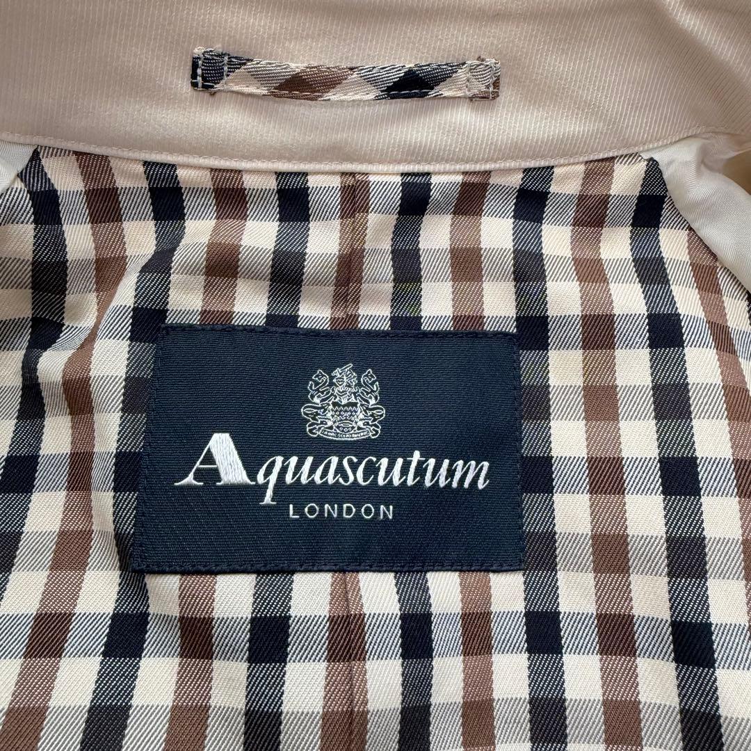 美品Lサイズ相当　アクアスキュータム　ダブルトレンチコート　ロング　チェック