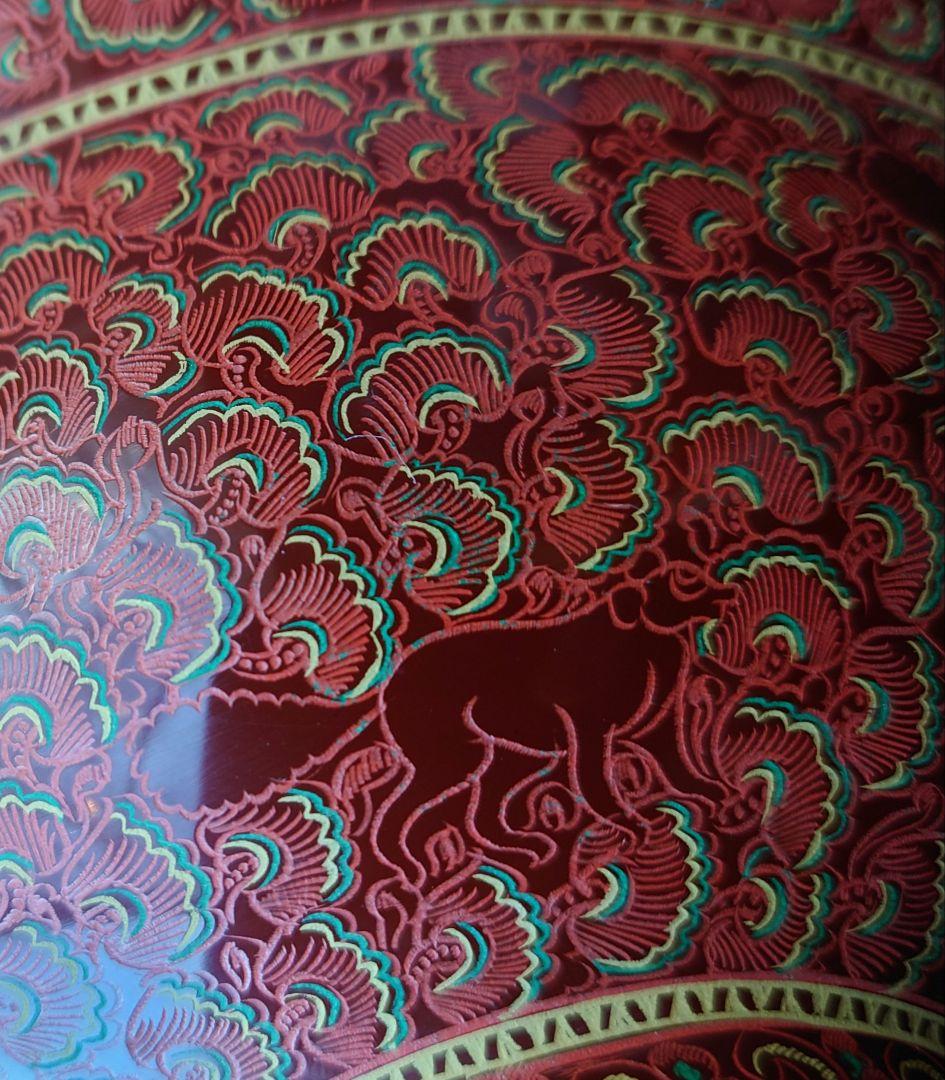 美術漆器 鳥獣蒟醤 きんま アンティーク 細密 漆塗り タイ・ミャンマー