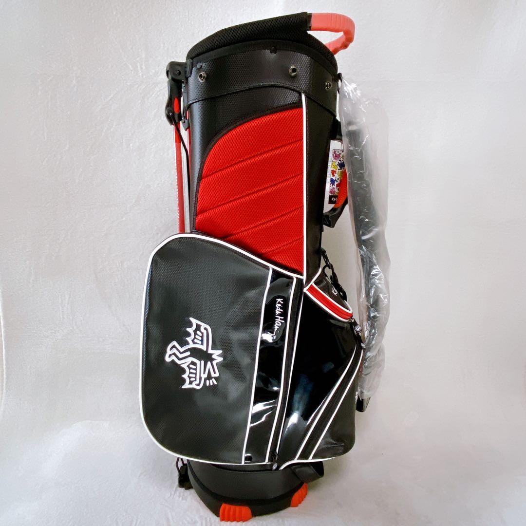 未使用　キースヘリング　スタンド付キャディバッグ　9型　ブラック　レッド　黒　赤
