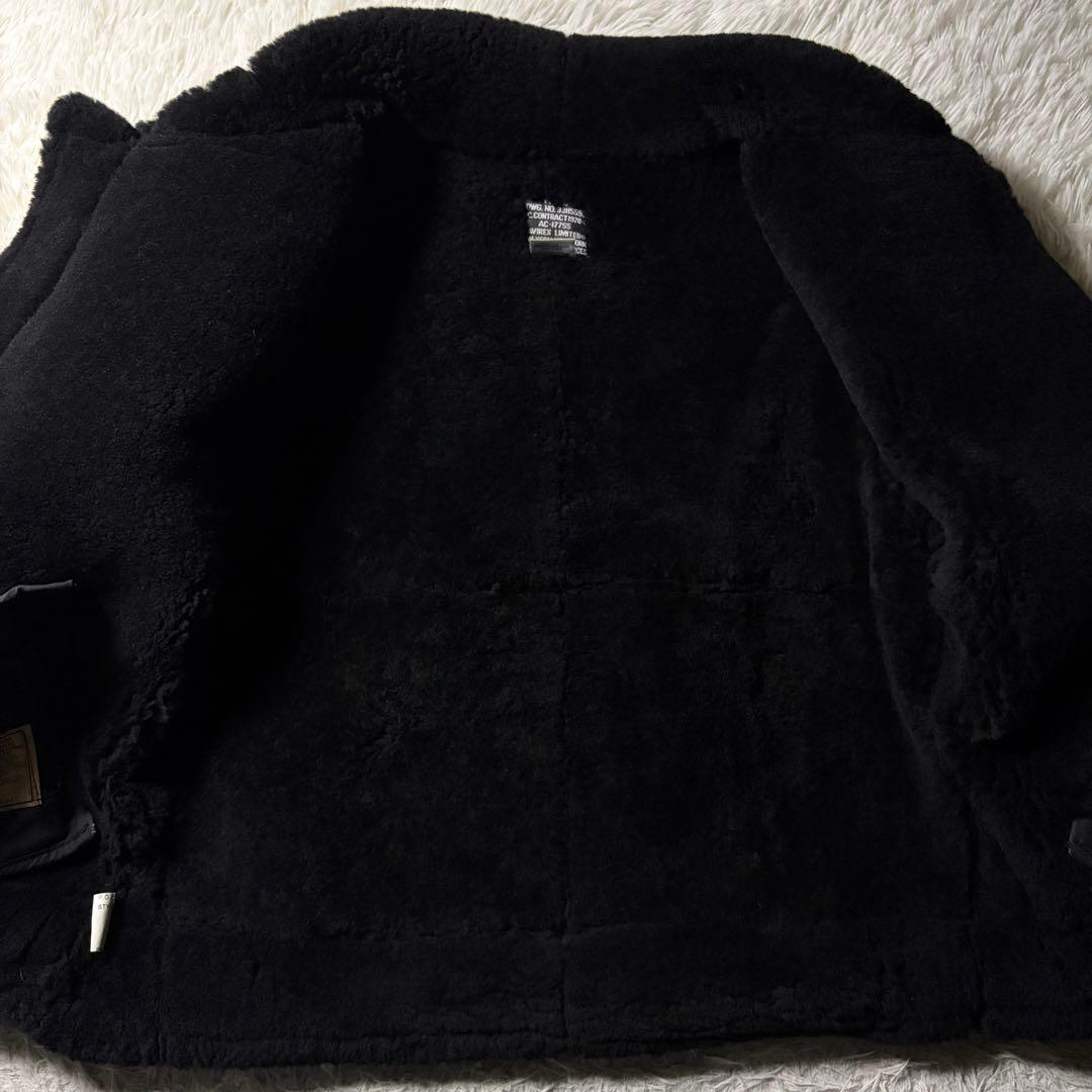 米国製■AVIREX フライトジャケット　B-3 ムートン　羊革　ボア　黒　42