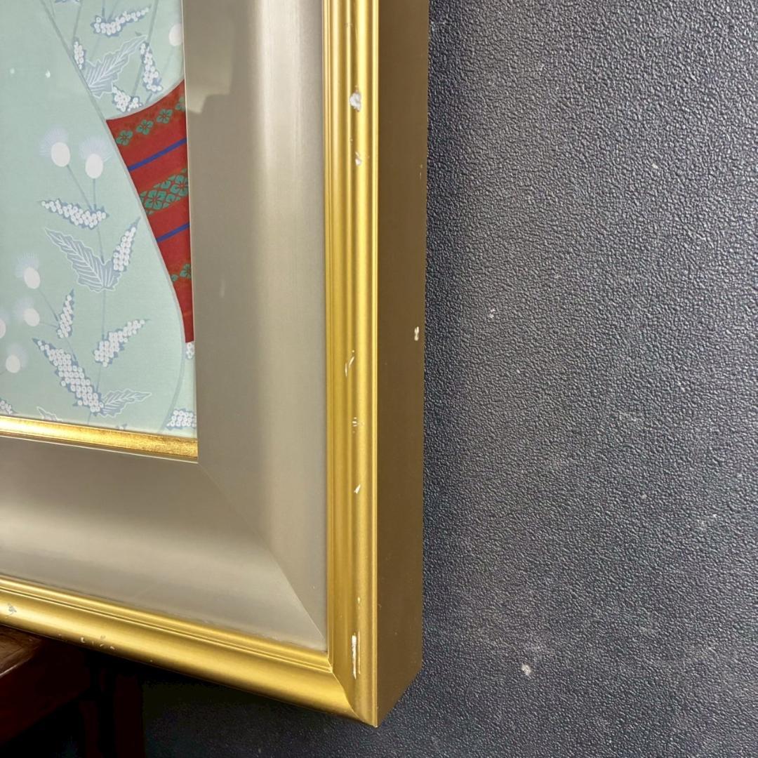 上村松園「新蛍」シルクスクリーン 日芸版画院 証明シール有 額縁入り 美人画