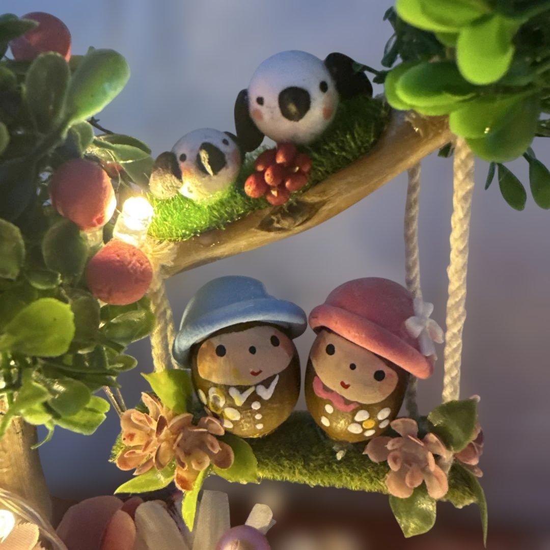 どんぐりアート♡ Xmasタペストリー＆White train ピンキーオブジェ