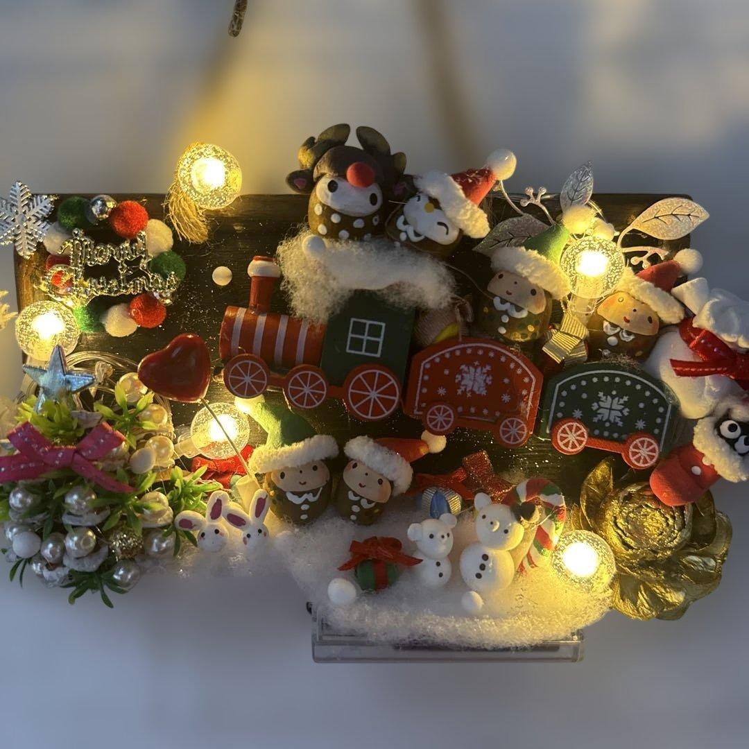 どんぐりアート♡ Xmasタペストリー＆White train ピンキーオブジェ
