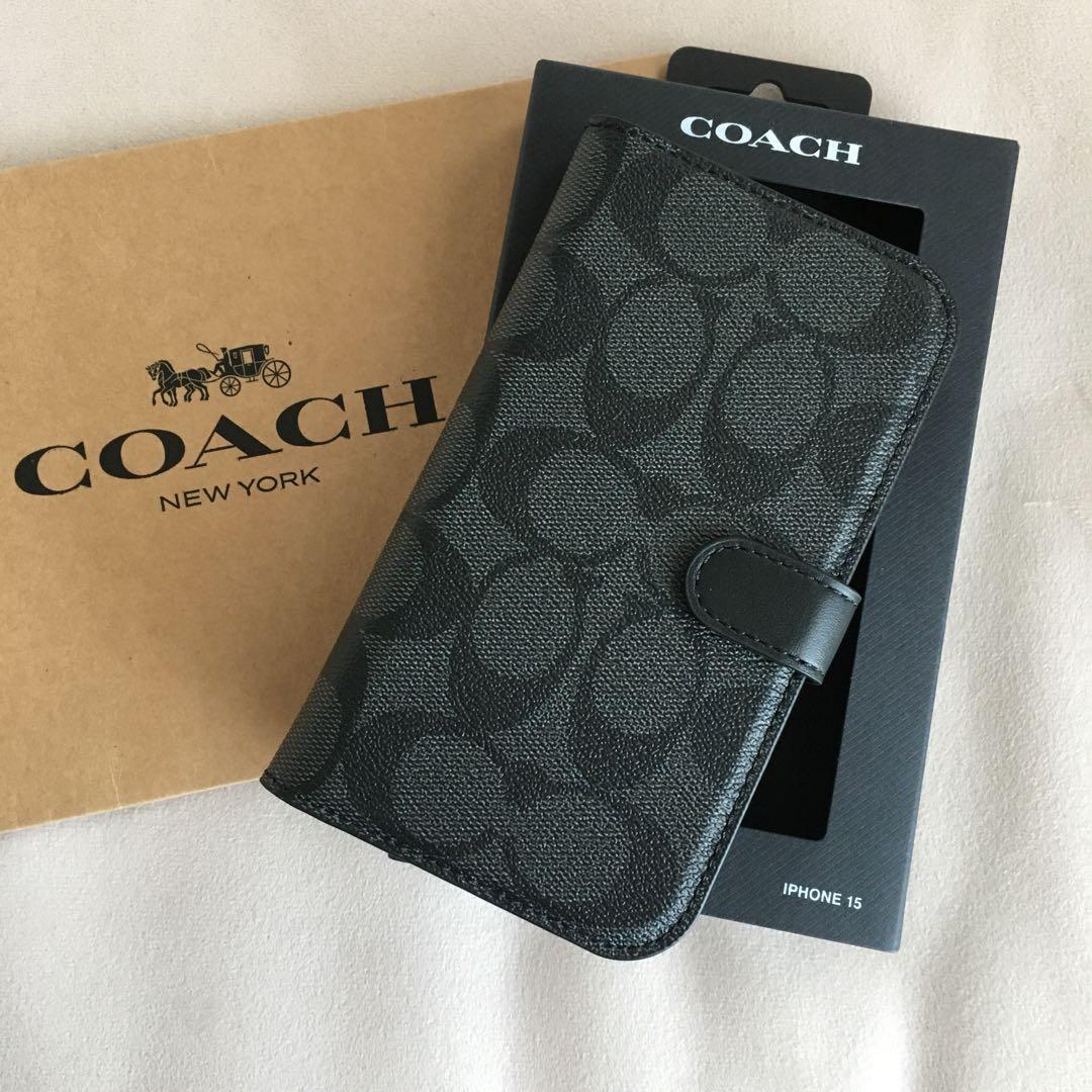 新品　COACH コーチ レザー iPhone 15 ケース　手帳 スマホケース
