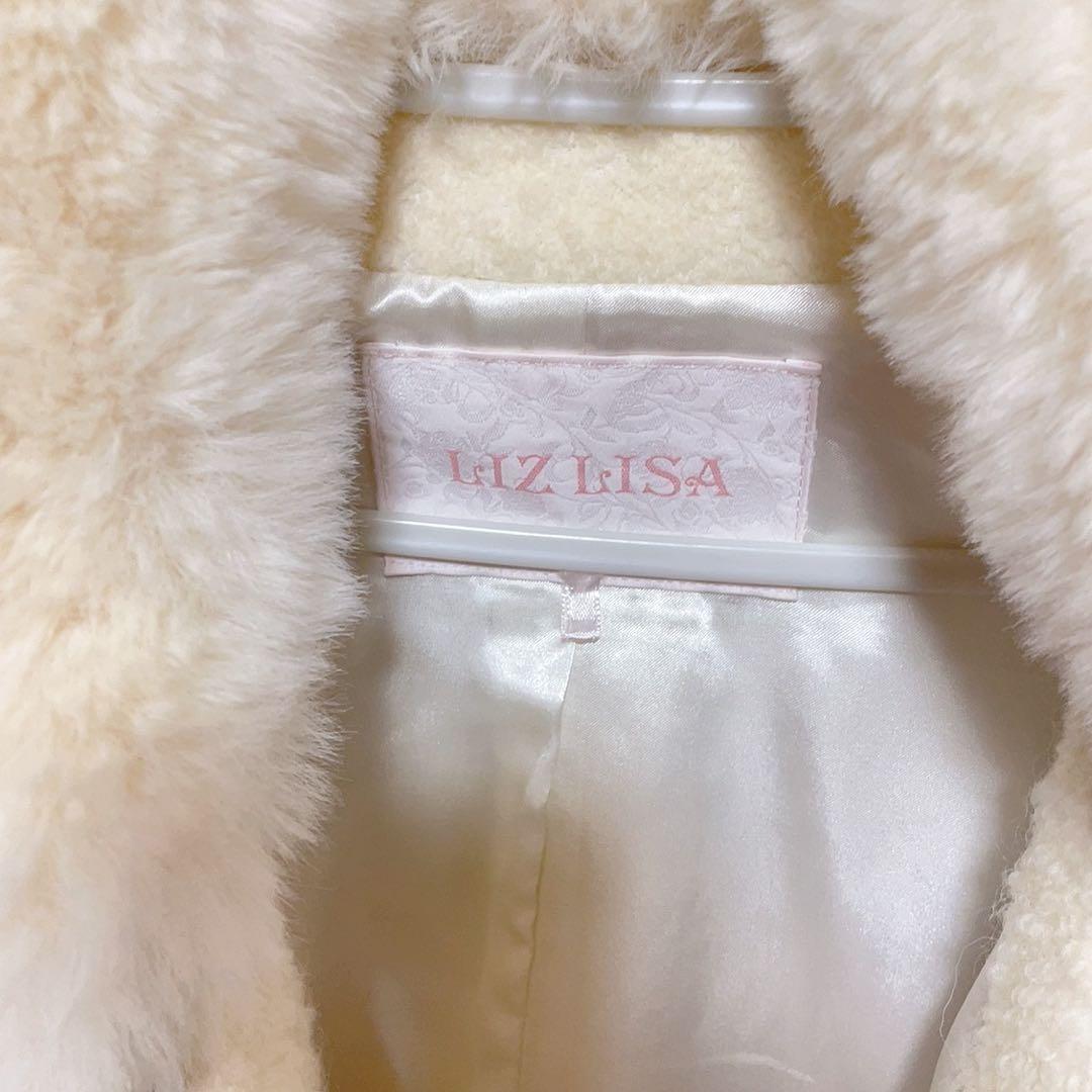 LIZLISA ビジューリボンミニ丈Aラインコート アイボリー