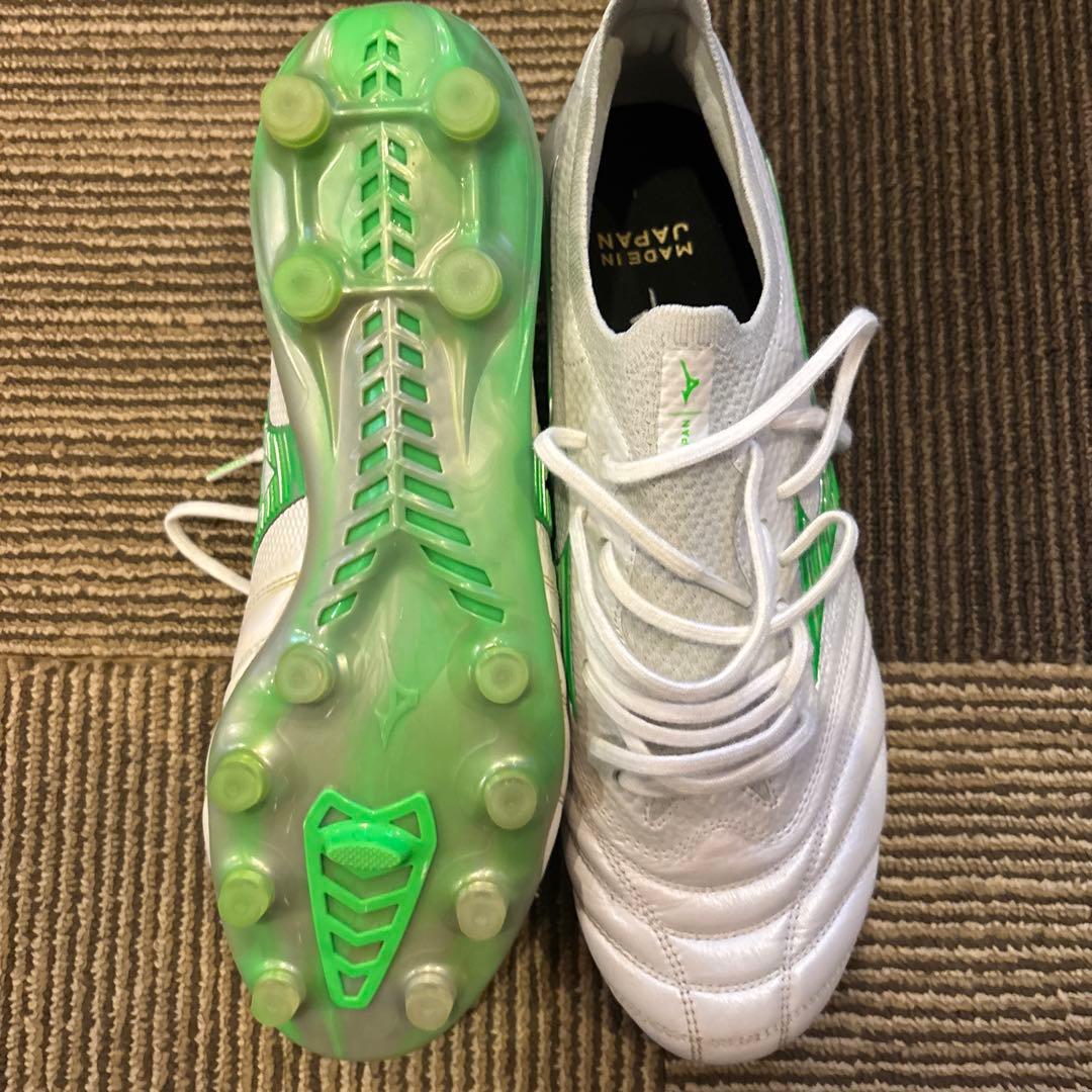 Mizuno モレリアネオ4βサッカーシューズ ホワイト/グリーン 収納袋付き