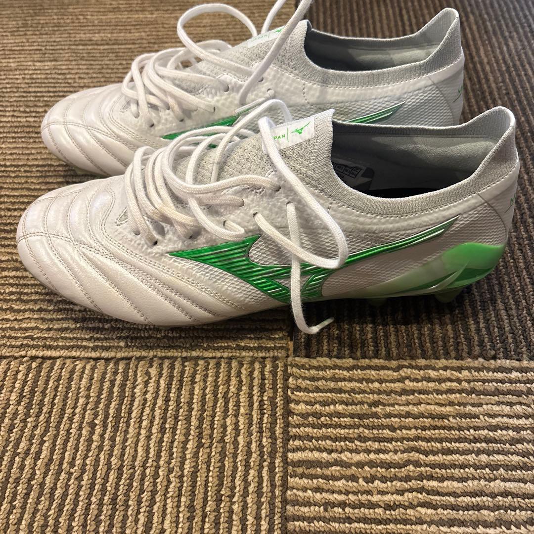 Mizuno モレリアネオ4βサッカーシューズ ホワイト/グリーン 収納袋付き
