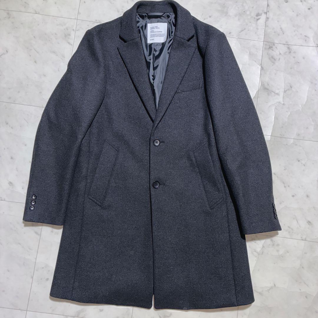 未使用級/L シップス チェスターコート super160 メリノウール 紺