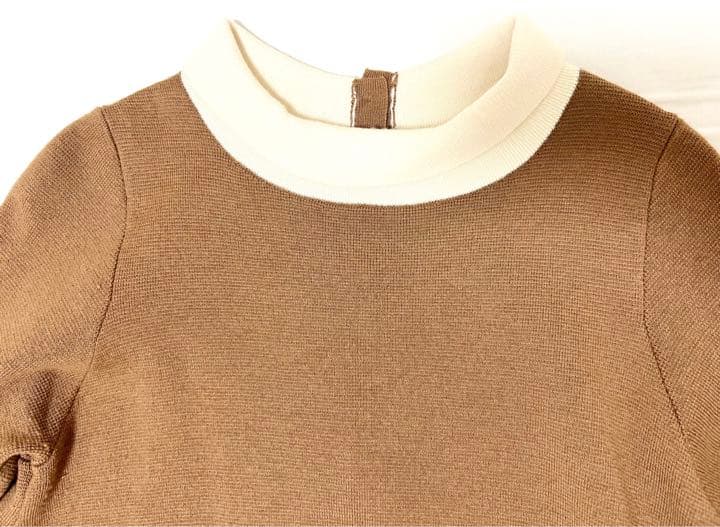 【秋冬ワンピ】ESTNATION バイカラーモックネック ニットワンピース