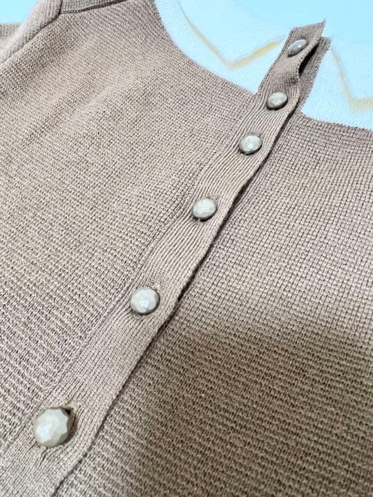 【秋冬ワンピ】ESTNATION バイカラーモックネック ニットワンピース