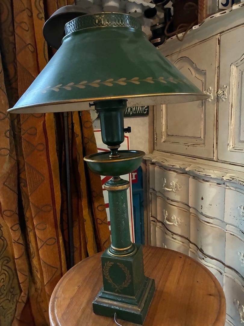 アンティーク　素敵な　グリーン　デスク　テーブル　サイド　ランプ　アメリカ　レア
