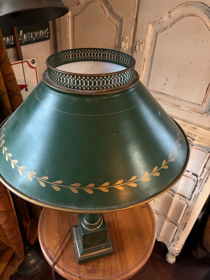 アンティーク　素敵な　グリーン　デスク　テーブル　サイド　ランプ　アメリカ　レア