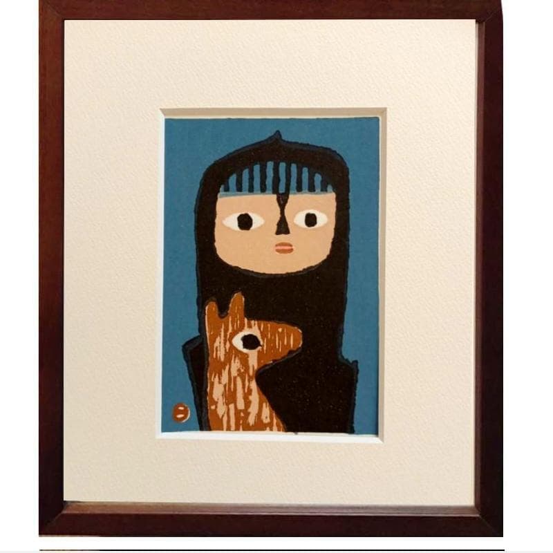☆畦地梅太郎☆「子供と犬」手刷り木版画 インチサイズ 新品！ - メルカリ