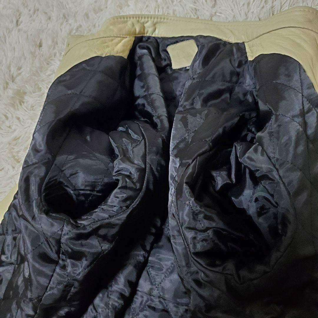 美品 Glitter シングルライダース 本革 アイボリー 42|mercariメルカリ