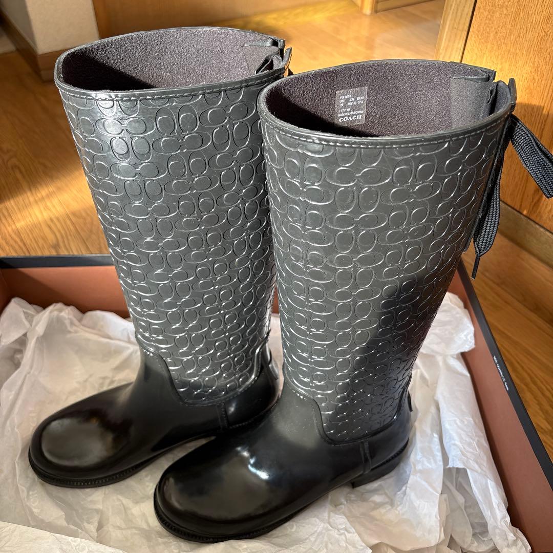 COACH ブラック レインブーツ