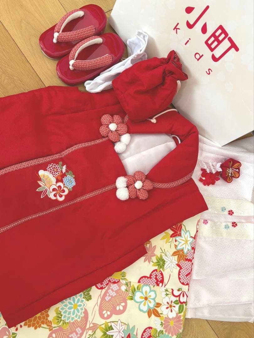 小町 七五三 着物セット 3歳〜赤　白　ベージュ