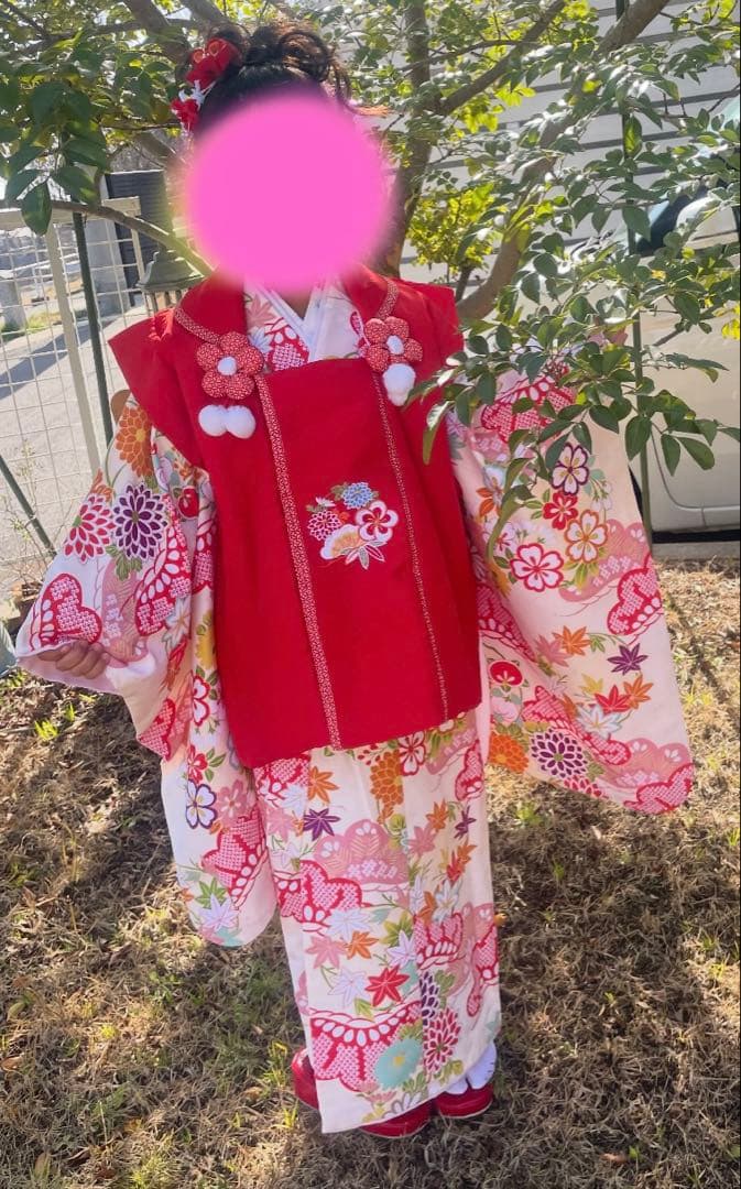 小町 七五三 着物セット 3歳〜赤　白　ベージュ