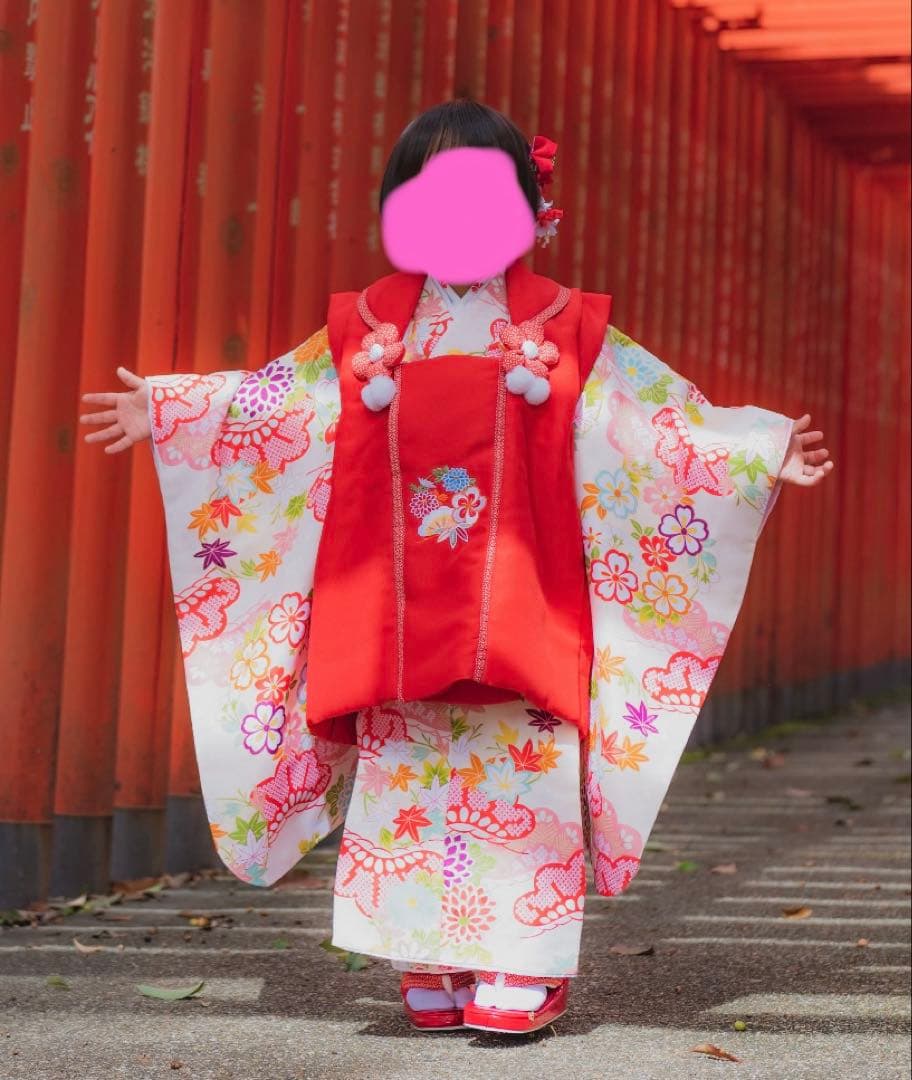 小町 七五三 着物セット 3歳〜赤　白　ベージュ