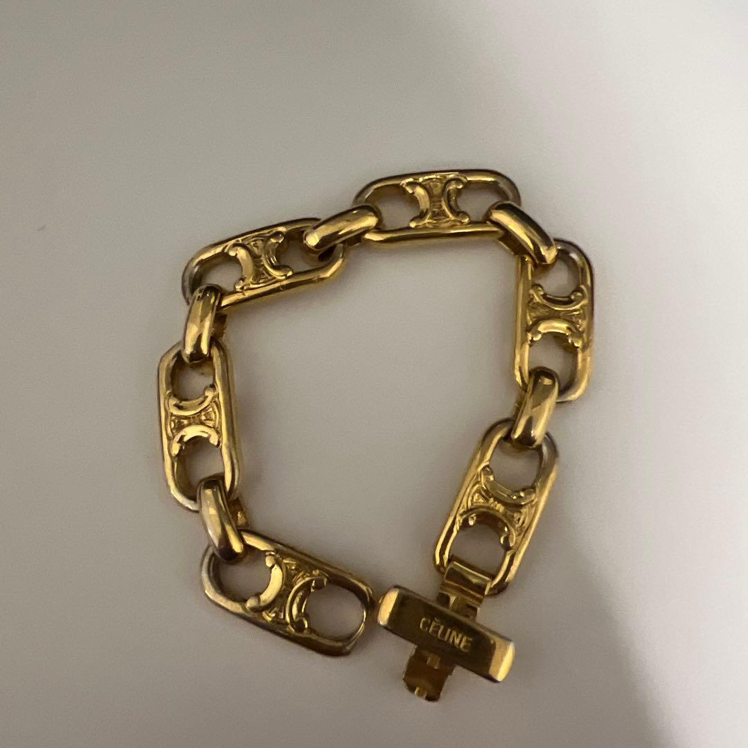 【美品】セリーヌ　マカダム　チェーン　ブレスレット　ゴールド