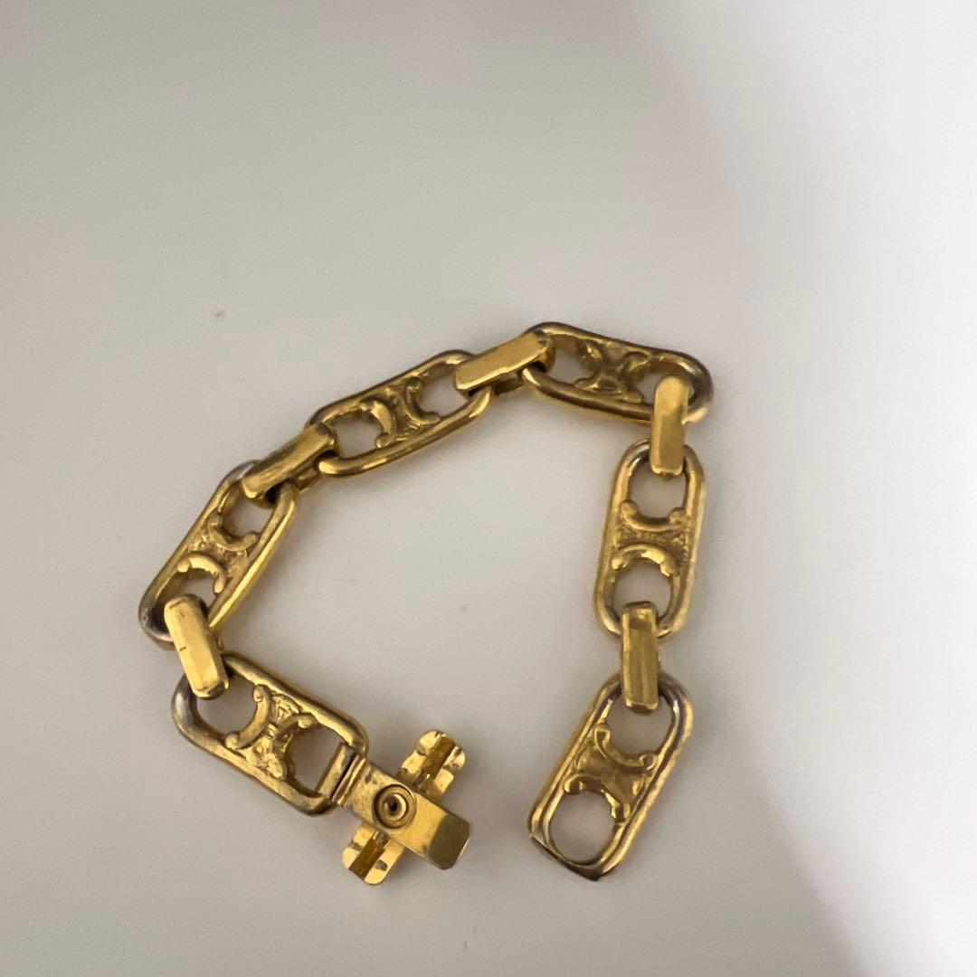【美品】セリーヌ　マカダム　チェーン　ブレスレット　ゴールド