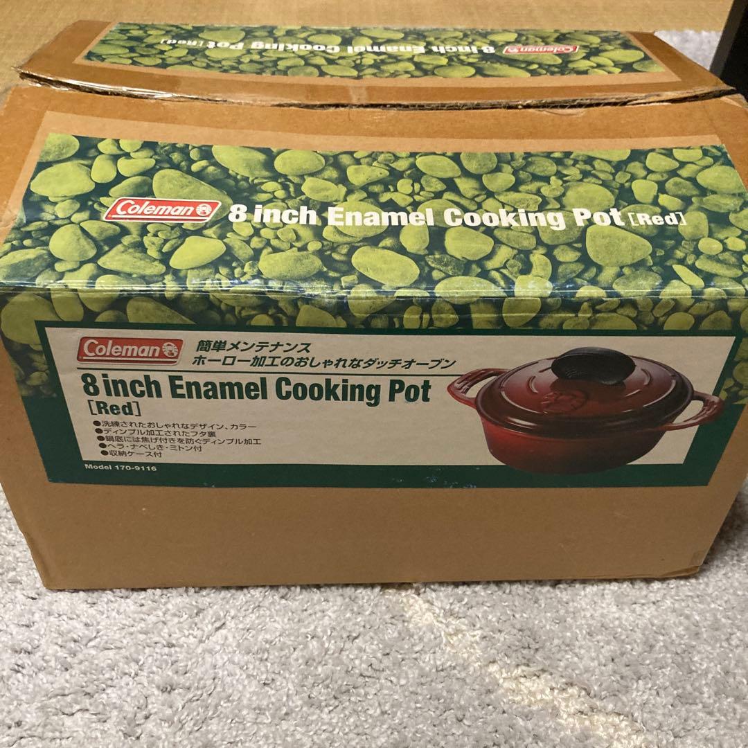 お値下げ　コールマンエナメルポット　赤