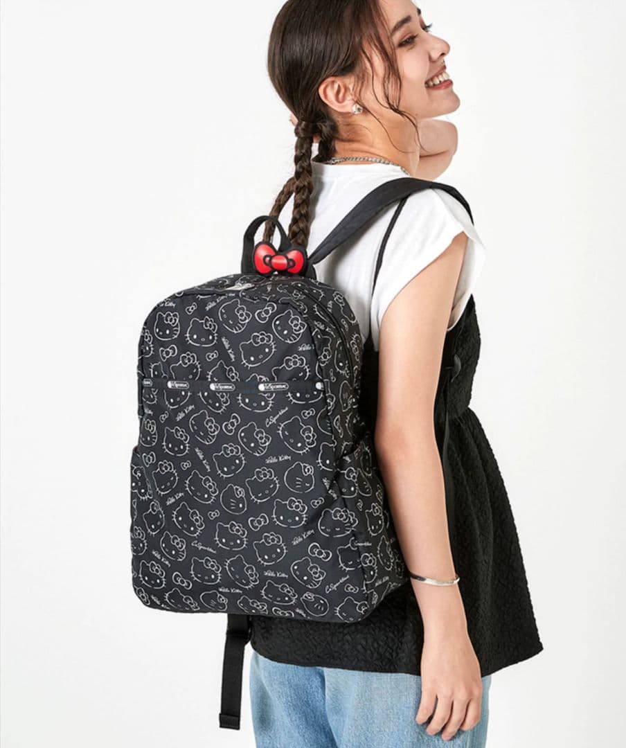 新品 レスポートサック ハローキティ ブラック リュック リボン結び 50周年