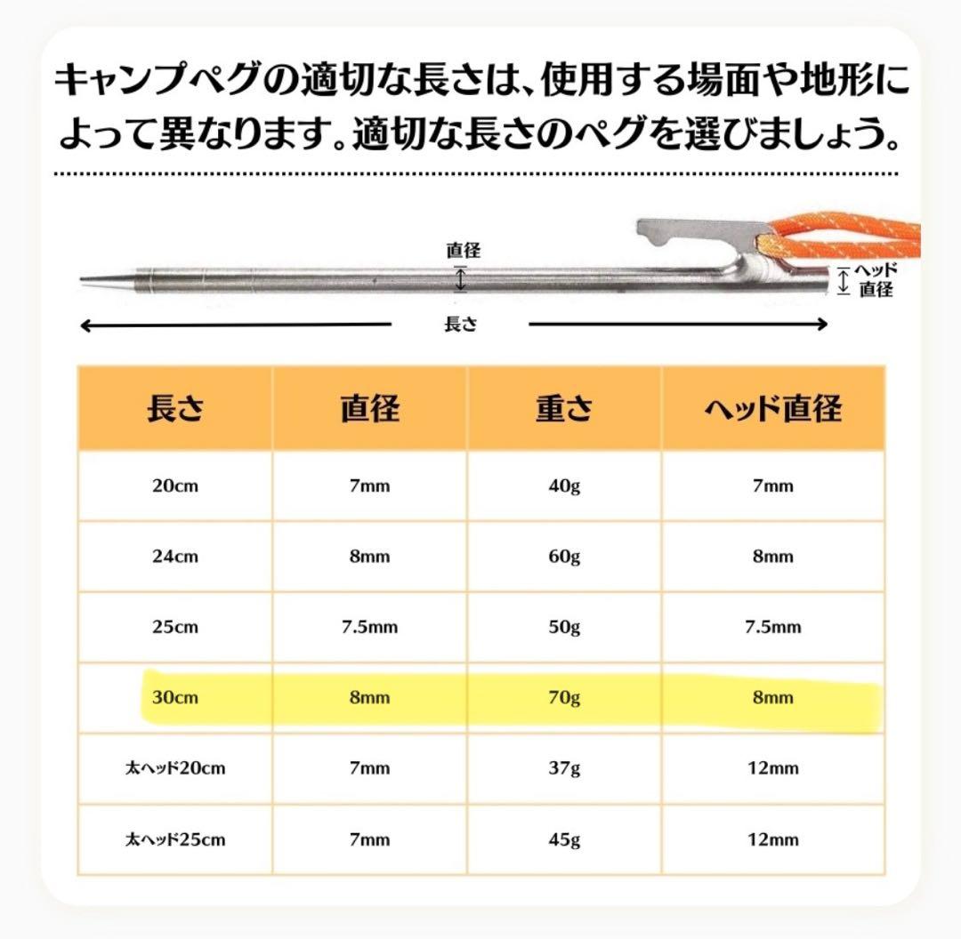 Soomloom チタンペグ 30cm × 24本 スームルームチタン製ペグ