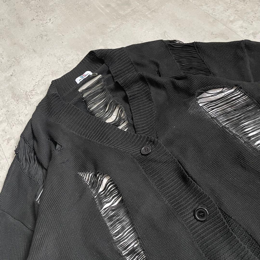 00's vintage ダメージ ニットカーディガン 襤褸 ボロボロ グランジ