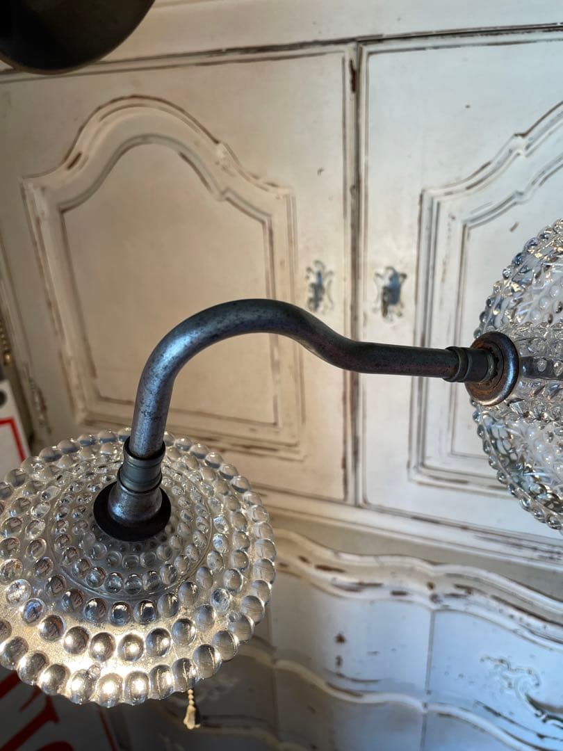 アンティーク　ウォール　壁掛け　ランプ　ミルクガラス　ガラス　シェード　アメリカ