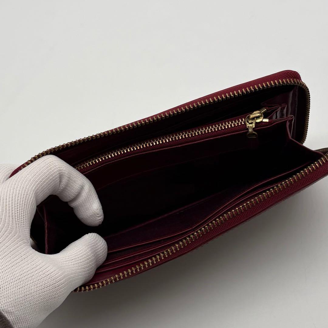 【美品】 BURBERRY レザー 長財布 ノバチェック プレート ボルドー