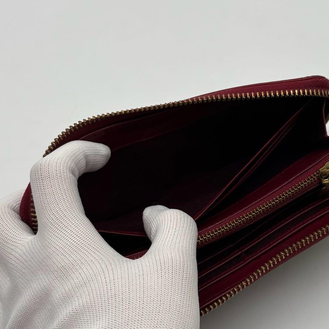 【美品】 BURBERRY レザー 長財布 ノバチェック プレート ボルドー