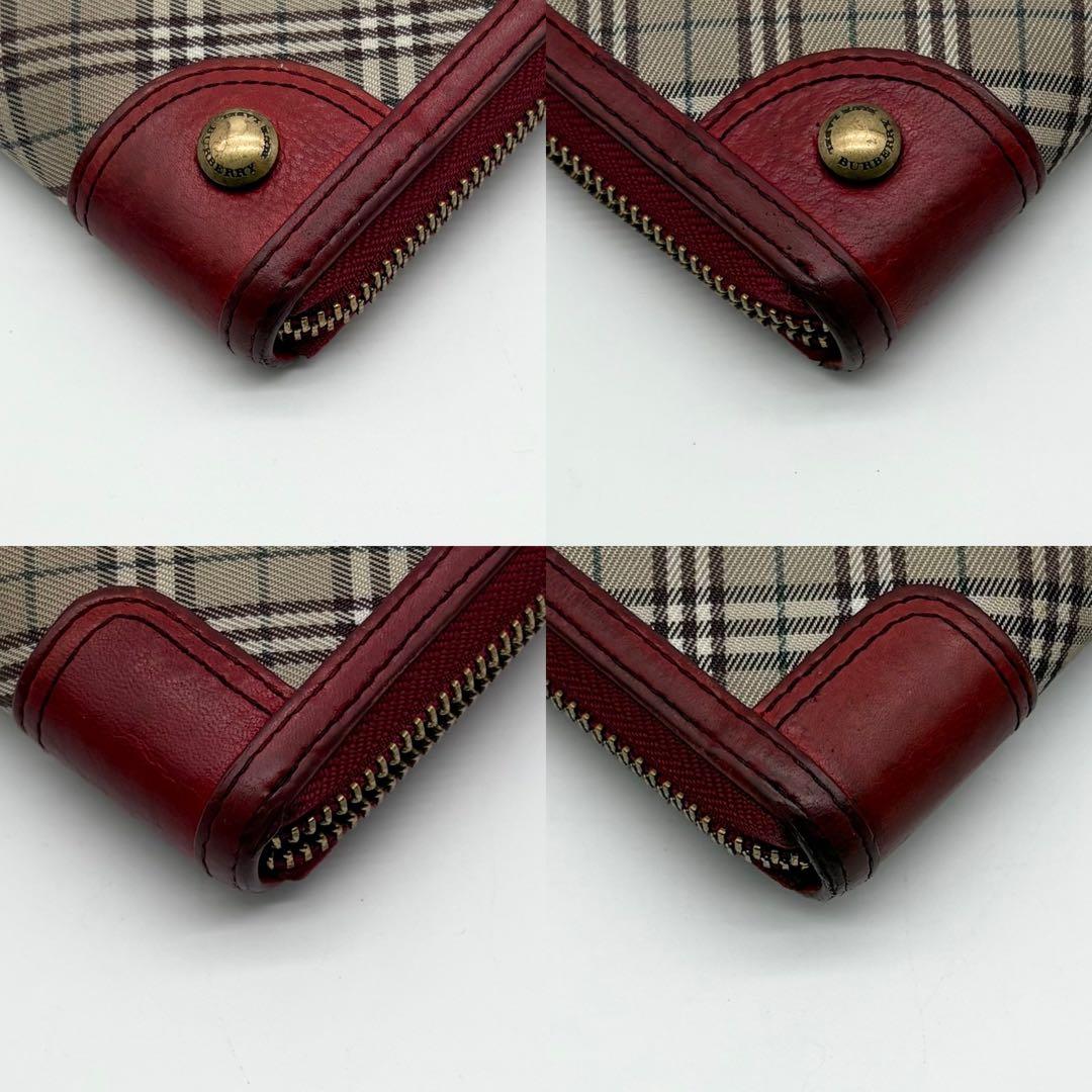 【美品】 BURBERRY レザー 長財布 ノバチェック プレート ボルドー