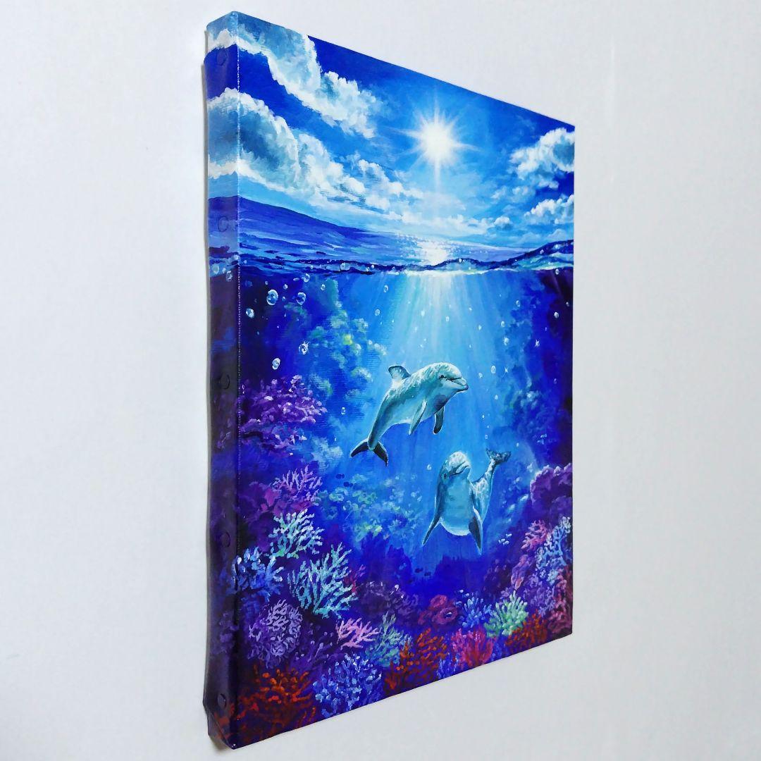 海の世界④】アクリル画 F3 風景画 絵画 原画 動物 - メルカリ