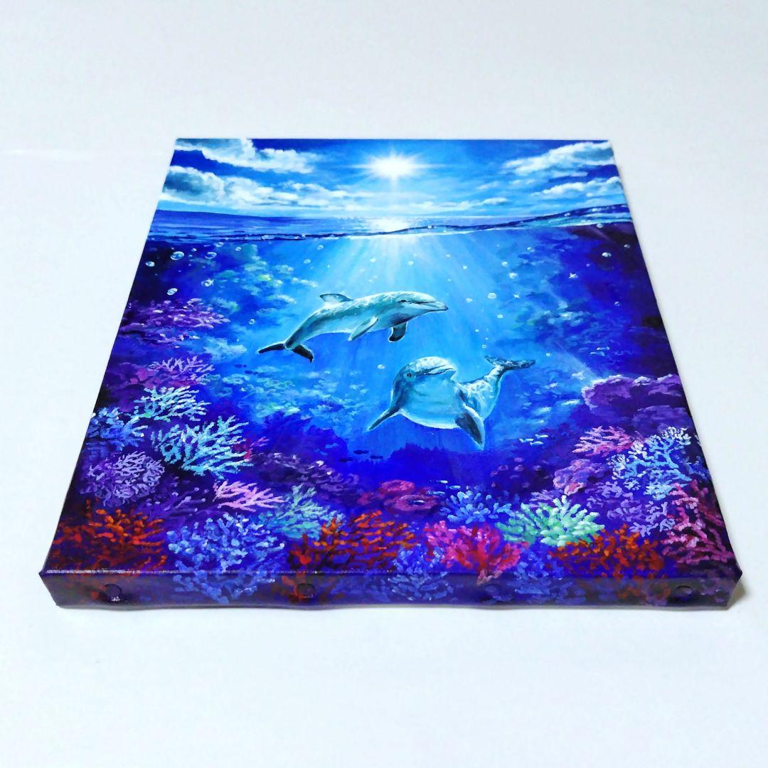 海の世界④】アクリル画 F3 風景画 絵画 原画 動物 - メルカリ