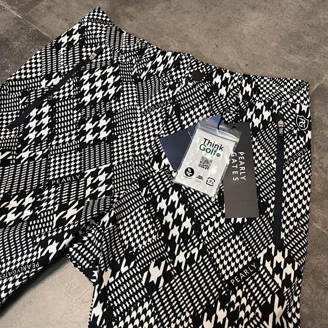 新品 希少サイズ3 パーリーゲイツ デニット150dカノコリバー 千鳥柄パンツ