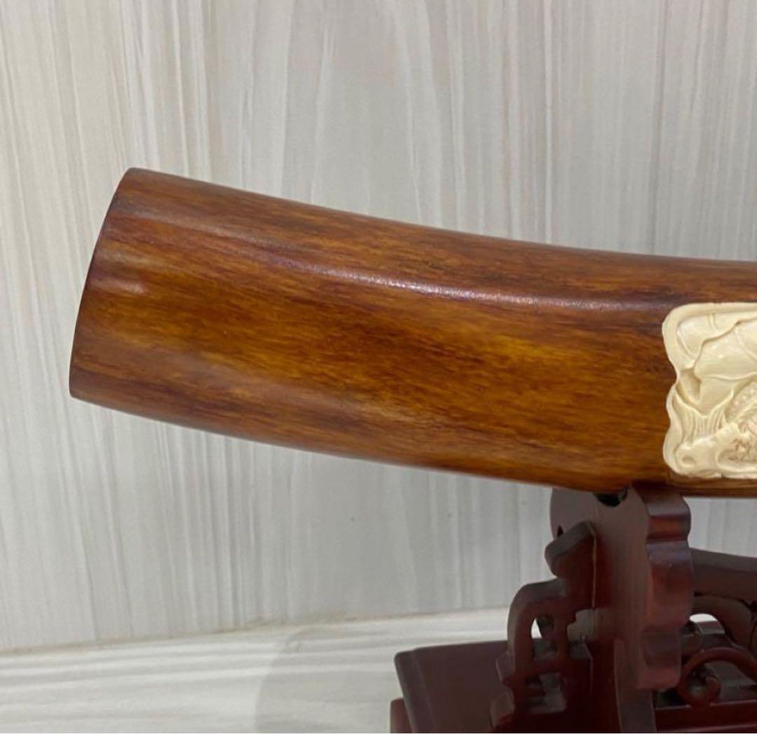 天然マンモス牙美しい手作り彫刻九鯉献瑞 置物