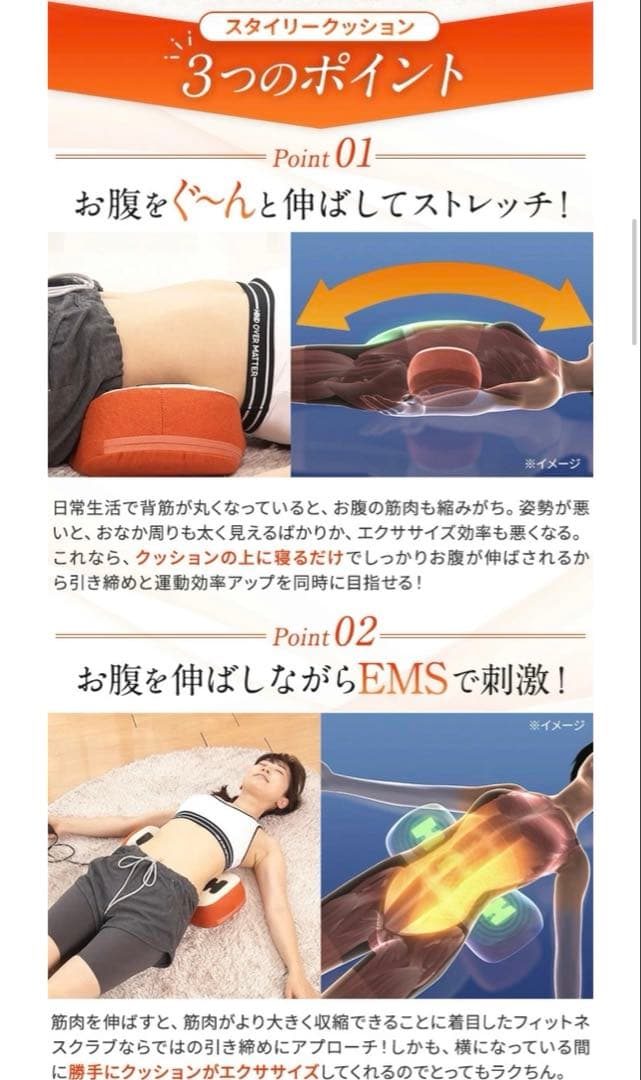 フィットネスクラブが作った スタイリークッション 筋トレ お腹 EMS