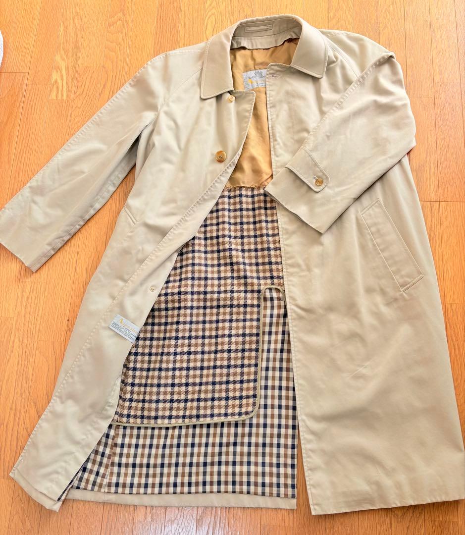Aquascutum ベージュ ステンカラーコートメンズ　裏地付き　M