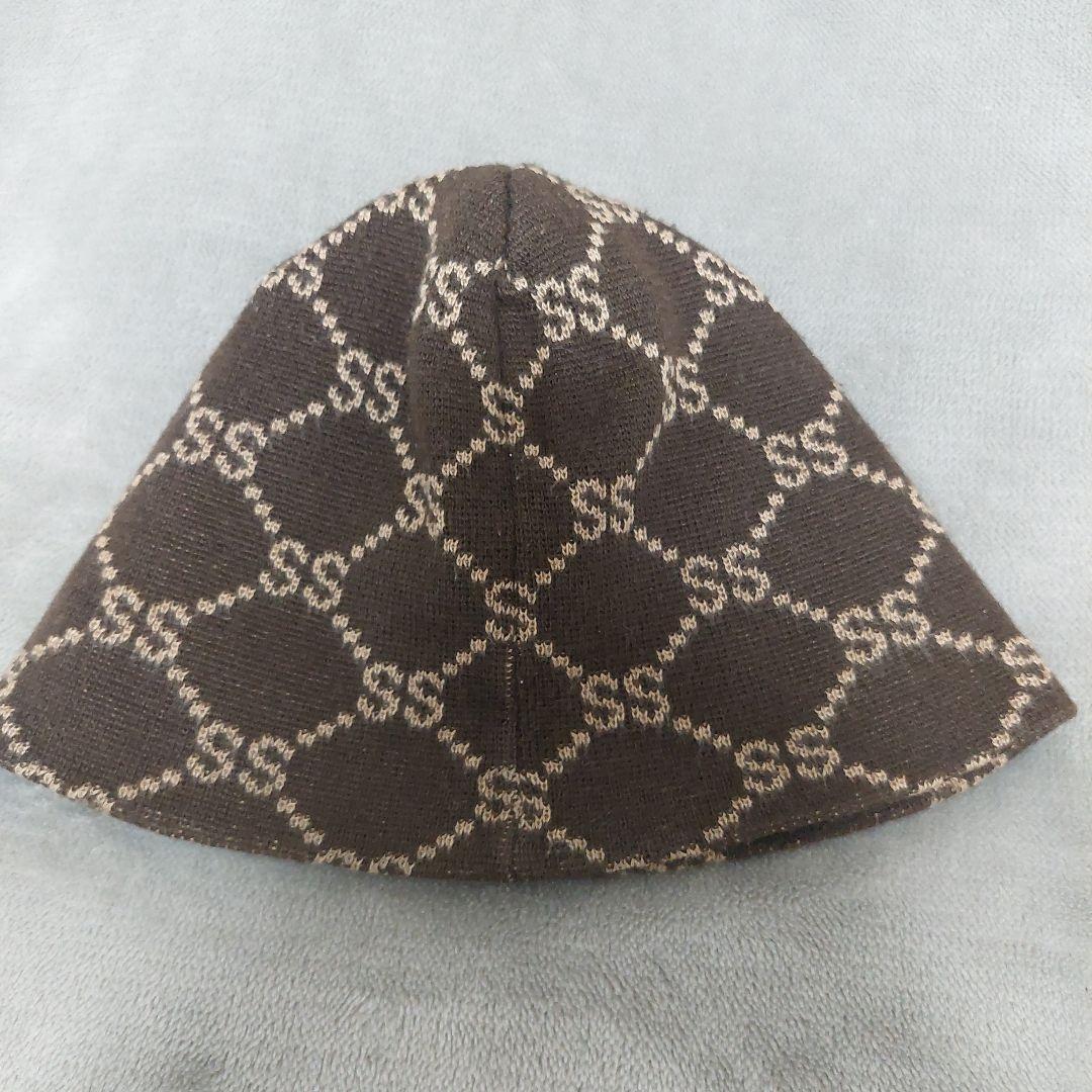 Stussy ニット帽 ブラウン 90s OLD SSリンク モノグラムビーニー