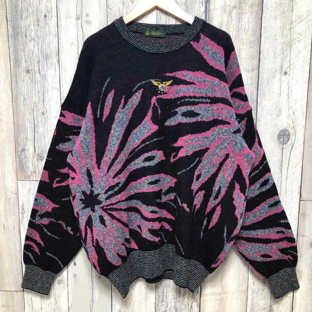 J's ブリヂストンスポーツ ジャンボ尾崎 総柄 セーター ブラック LL