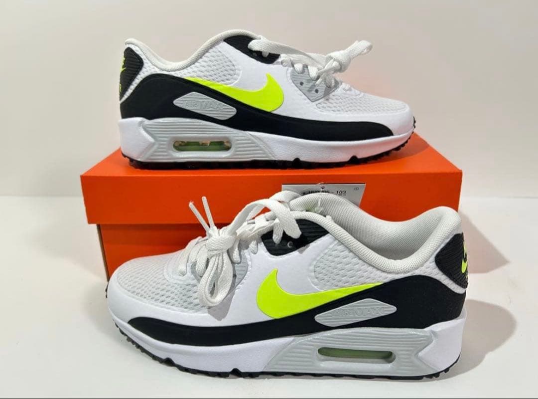 【新品】27.5cm NIKE エアマックス90ゴルフ ホワイト/ホットライム