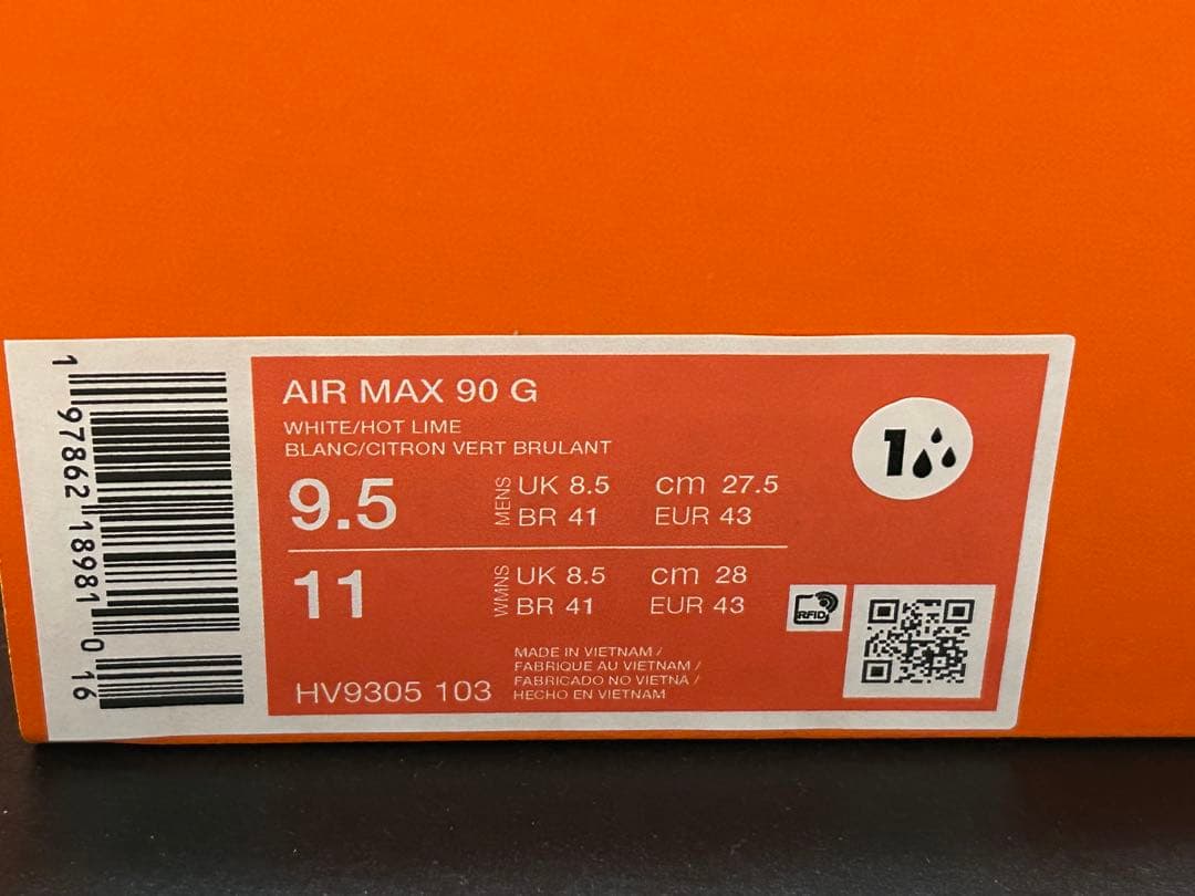 【新品】27.5cm NIKE エアマックス90ゴルフ ホワイト/ホットライム