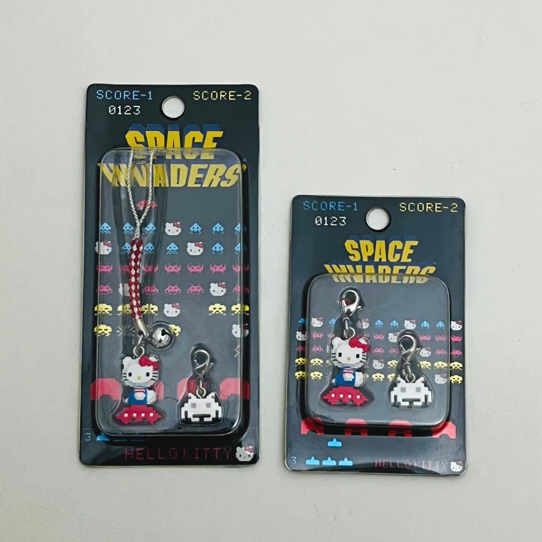 新品】 ハローキティ スペースインベーダー ストラップ 2点 ご当地