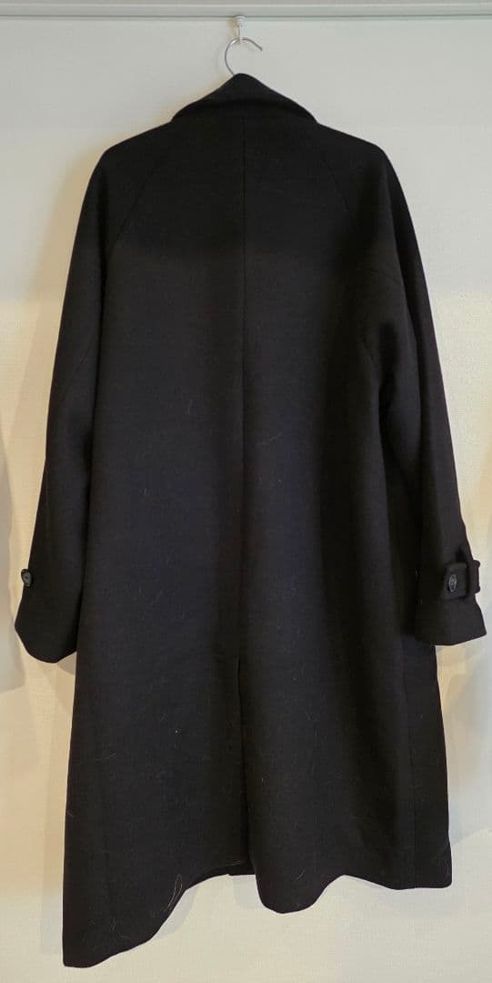 【CLEL】ウールブレンド テックメルトンステンカラーコート ブラック