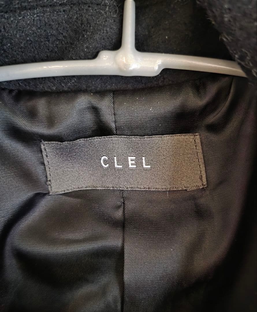 【CLEL】ウールブレンド テックメルトンステンカラーコート ブラック