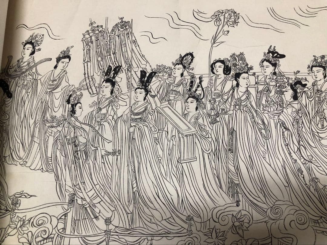 中国美術 佛画 巻物 傅香 絵［八十七仙人図］紙本　肉筆　32！