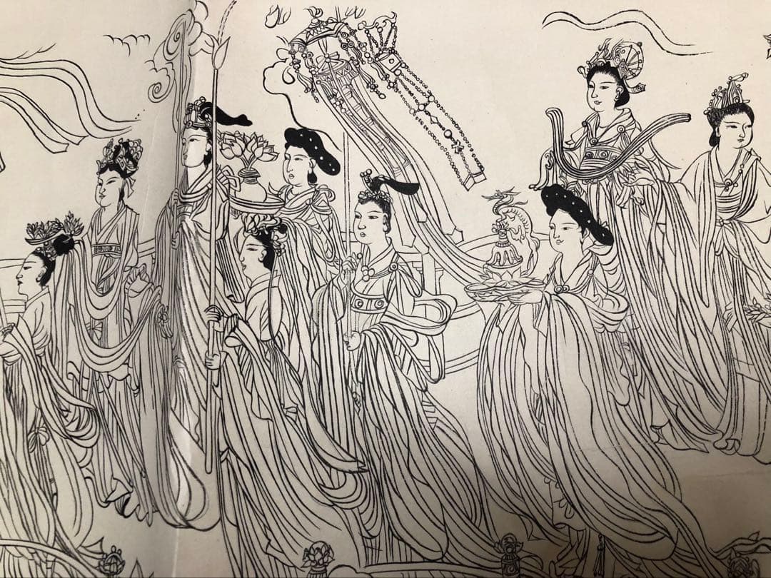 中国美術 佛画 巻物 傅香 絵［八十七仙人図］紙本　肉筆　32！