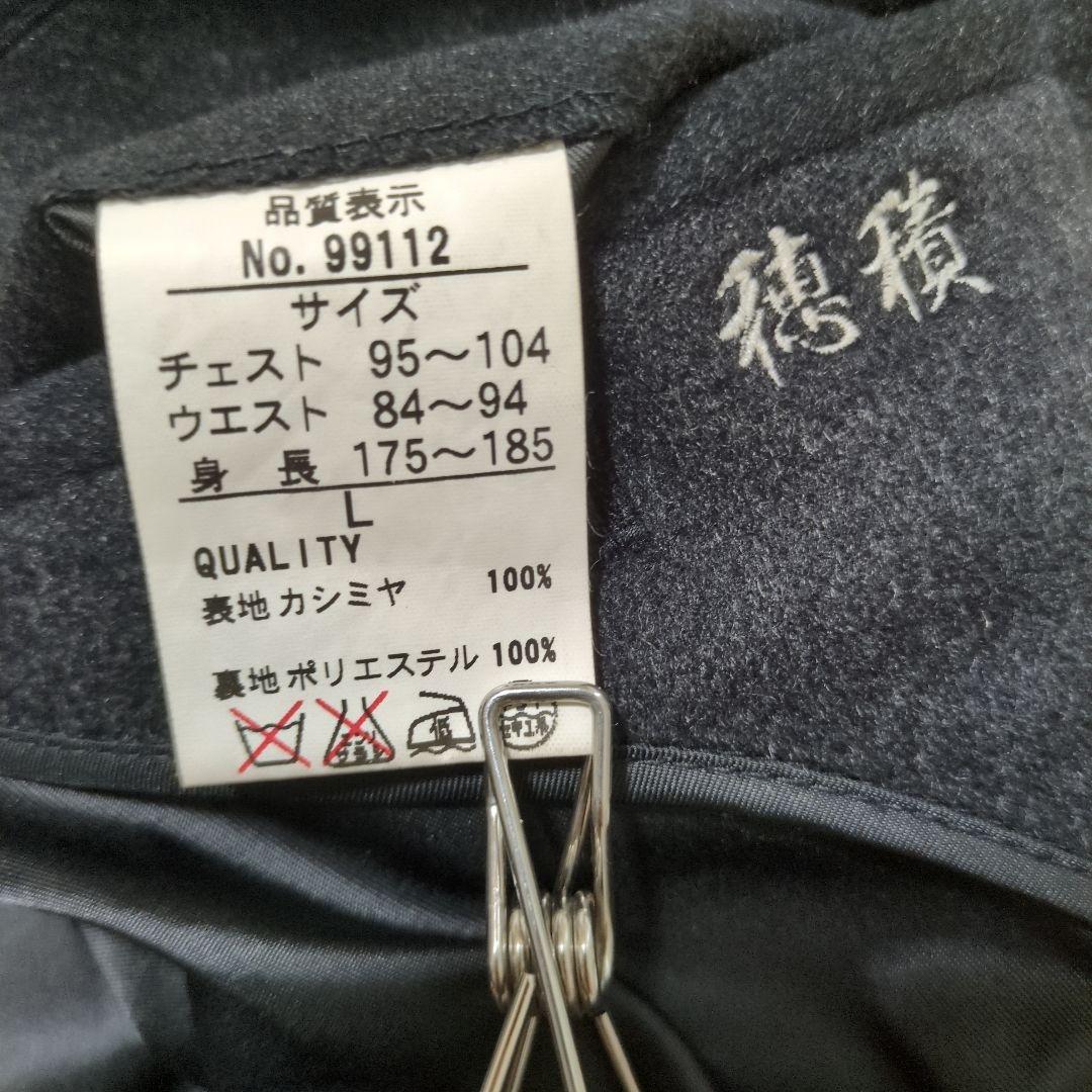 美品　ステンカラーコート　黒　カシミヤ100％　高級感　比翼仕立て　メンズ　L