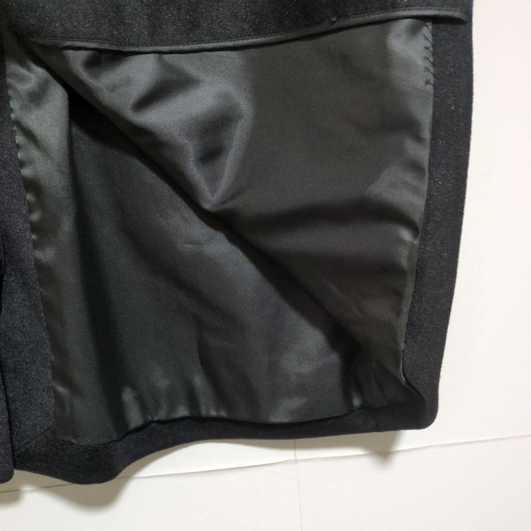 美品　ステンカラーコート　黒　カシミヤ100％　高級感　比翼仕立て　メンズ　L