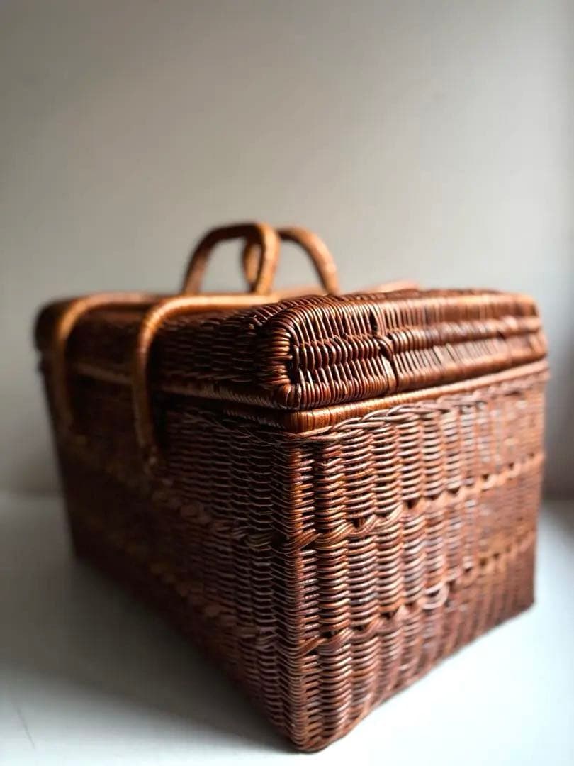 634 フランスアンティーク ピクニックバスケット パニエ 蚤の市購入 美品